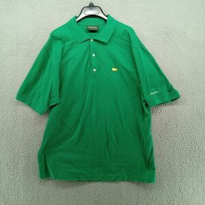 Vtg Masters Collection Shirt Mens Large Green Pique Polo Flag Logo Sleeve Hit‎